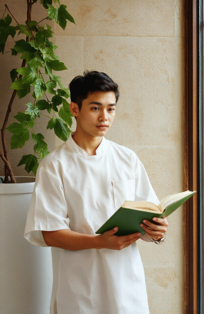 Heller Schokoladen-Lavacake auf einem weißen Teller, halb durchgeschnitten, zeigt den flüssigen Schokoladenkern, umgeben von Puderzucker und frischen Beeren, natürlicher Lichteinfall, langsamer Schärfeeffekt