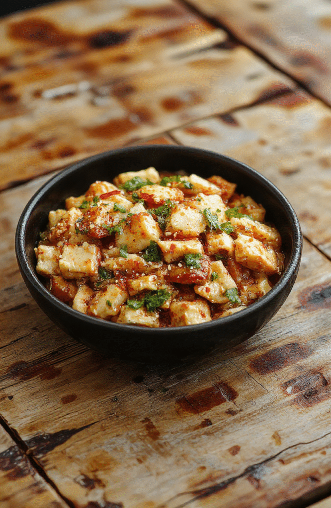 A colorful plate of homemade chicken chow mein featuring tender sliced chicken, vibrant bell peppers, crispy noodles, and fresh green onions, arranged artfully on a white ceramic dish with a rustic wooden background. The dish is garnished with sesame seeds and a drizzle of sauce, showcasing glossy textures and inviting flavors.