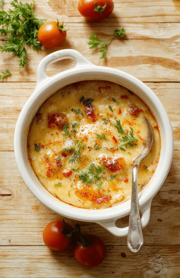 Hüttenkäse serviert in einer weißen Schüssel auf hellem Holztablett, umgeben von frischen Kräutern und Tomaten, cremige Konsistenz, appetitliche Präsentation