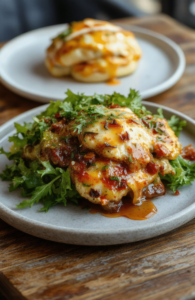Bunte Erdbeer-Püfferchen auf Holzspießen, umhüllt mit schokoladigem Nutella, serviert auf einem weißen Teller mit frischen Erdbeeren im Hintergrund, leicht glänzend und verlockend, sommerlich dekoriert.