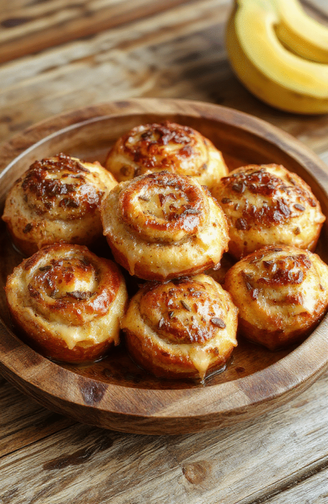 Helle, weiche Puddingschnecken mit cremiger Füllung auf einem rustikalen Holztablett, umgeben von Puderzucker und Vanillestangen, detailliert und einladend