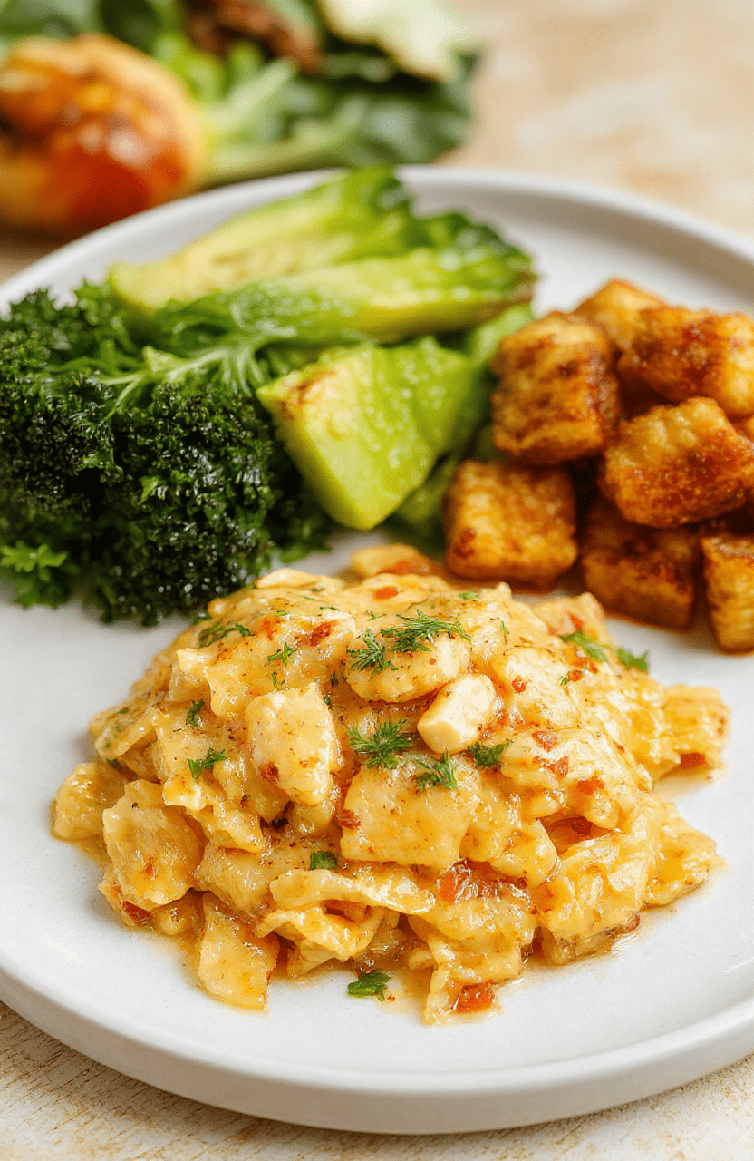 Hähnchenstücke in einer glänzenden Sauce mit gerösteten Cashews und Paprika, serviert auf einem hellen Teller; knusprige Cashews fügen Textur hinzu, das Gericht wirkt reichhaltig und appetitlich.