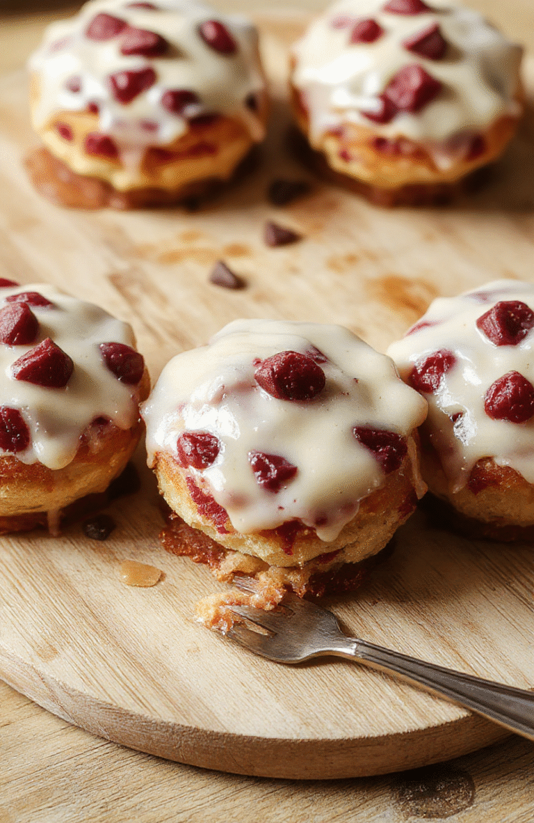 Eine zarte, goldbraune Torte mit leichter Vanillecreme-Schicht, dekoriert mit frischen Beeren auf einem hellen Holzbrett. Die Textur der Biskuitschichten ist sichtbar, die Oberfläche glatt und einladend, beleuchtet von sanftem Tageslicht.