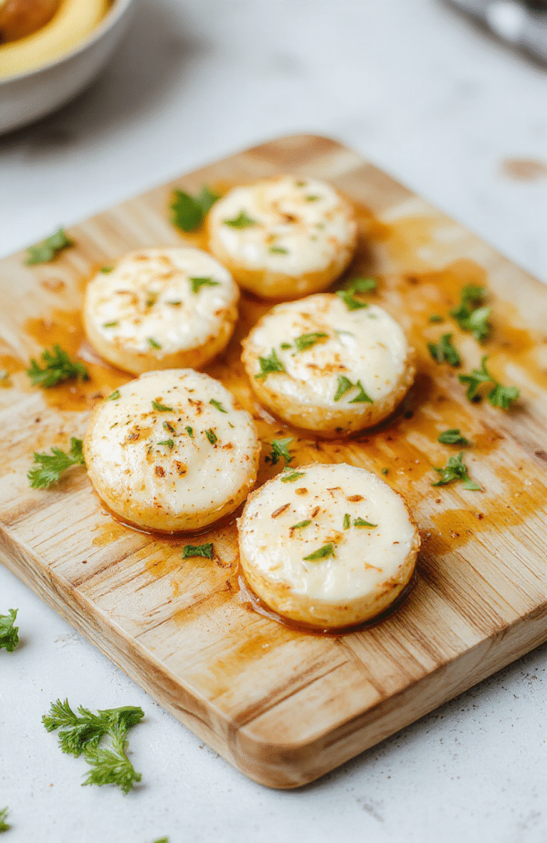 Bunte Aufnahme eines Glases mit eingelegtem Mozzarella in Öl, Kräutern und Knoblauch, daneben Basilikumblätter. Die Kugeln glänzen durch die Marinade, serviert auf einem hellen Holzbrett. Texturen sind glatt und cremig, Licht fällt sanft und natürlich.