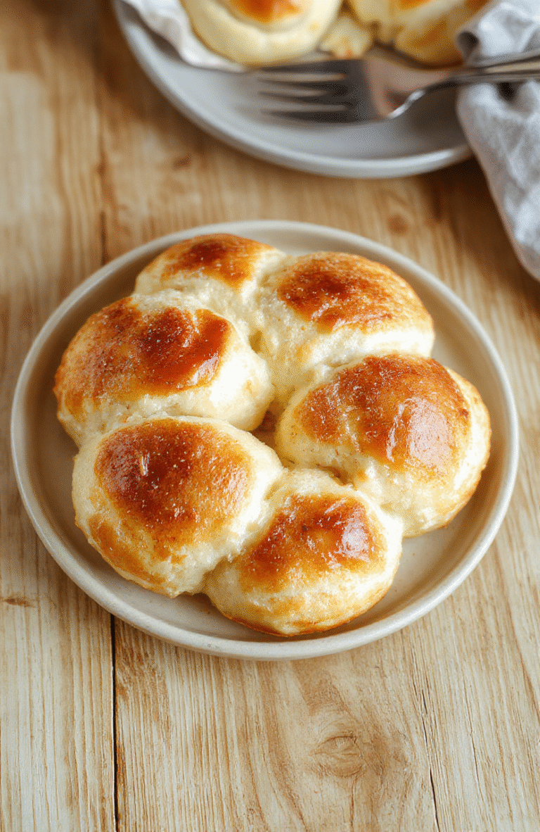 Goldbraun gebackene Käsebrötchen auf einem rustikalen Holzbrett, darauf glänzende Käseoberfläche, zartes Inneres sichtbar, Sesam bestreut, natürliche Textur, gemütliche Brunch-Atmosphäre.