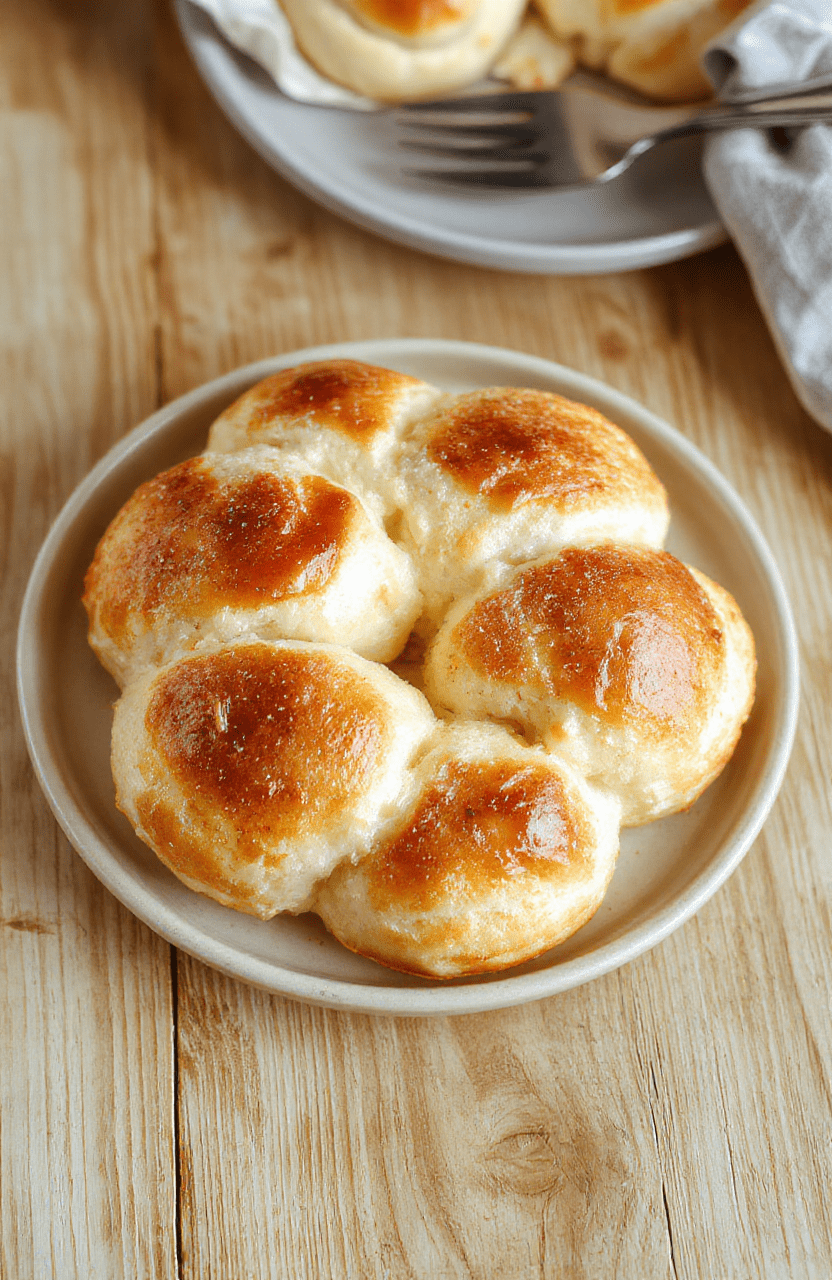 Goldbraun gebackene Käsebrötchen auf einem rustikalen Holzbrett, darauf glänzende Käseoberfläche, zartes Inneres sichtbar, Sesam bestreut, natürliche Textur, gemütliche Brunch-Atmosphäre.