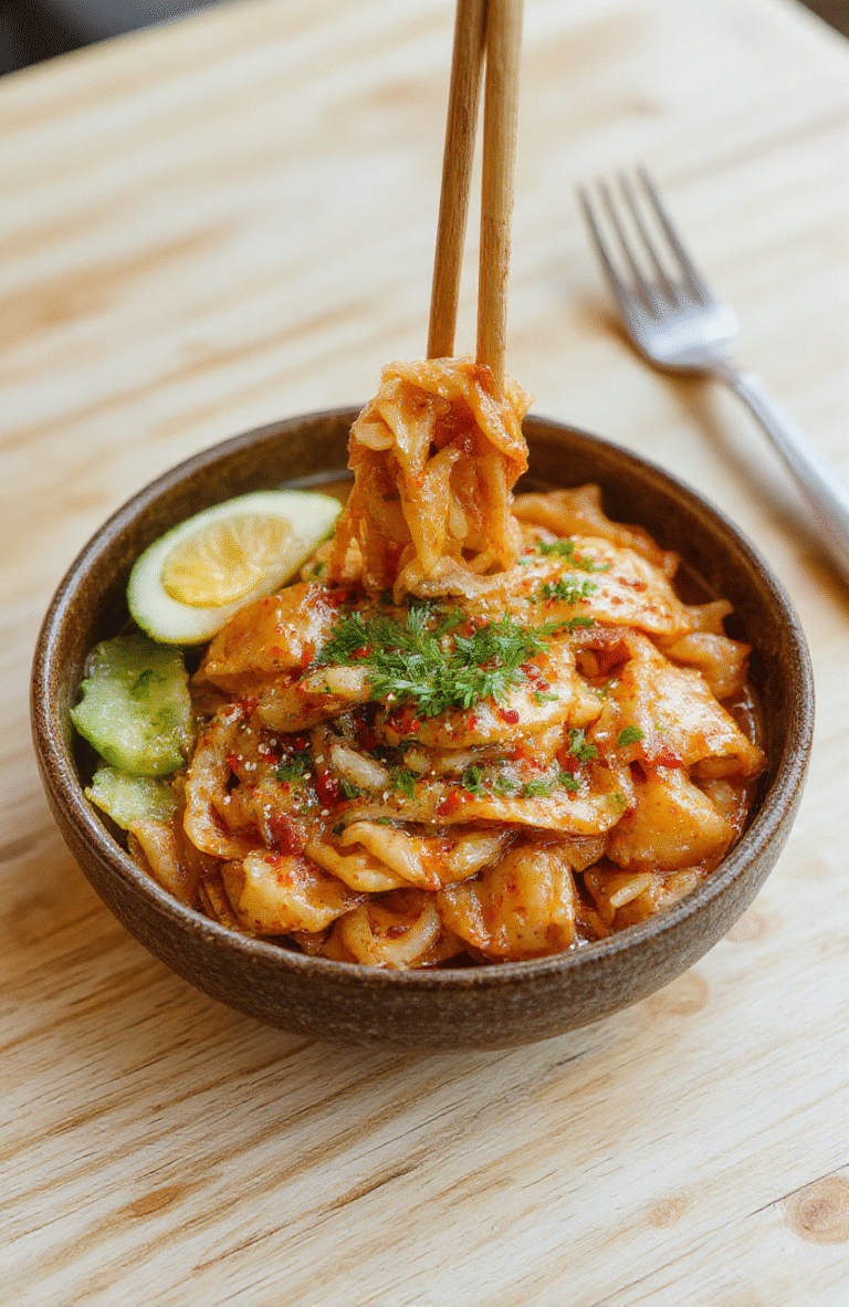 Bunter Teller Hähnchen Teriyaki Nudeln mit Gemüse: rote Paprika, Karottenstreifen, Frühlingszwiebeln, Sesamsamen, glänzende Teriyaki-Sauce auf Nudeln, einfaches Pfannengericht