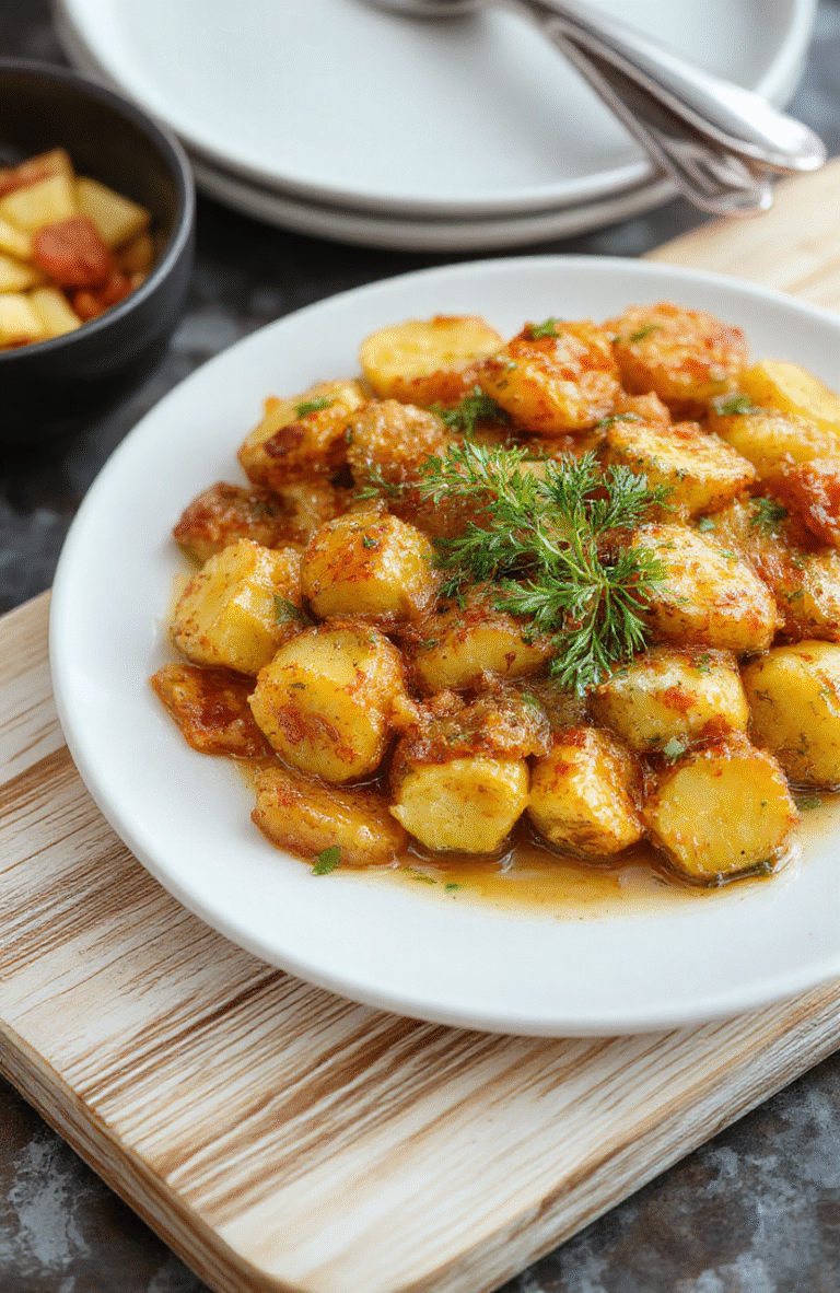 Bunte Brokkoli Kartoffel Pilz Pfanne auf hellem Holztisch; goldbraune Kartoffeln, knackiger Brokkoli, zarte Pilze, frische Petersilie, natürliches Tageslicht, einfache rustikale Präsentation.