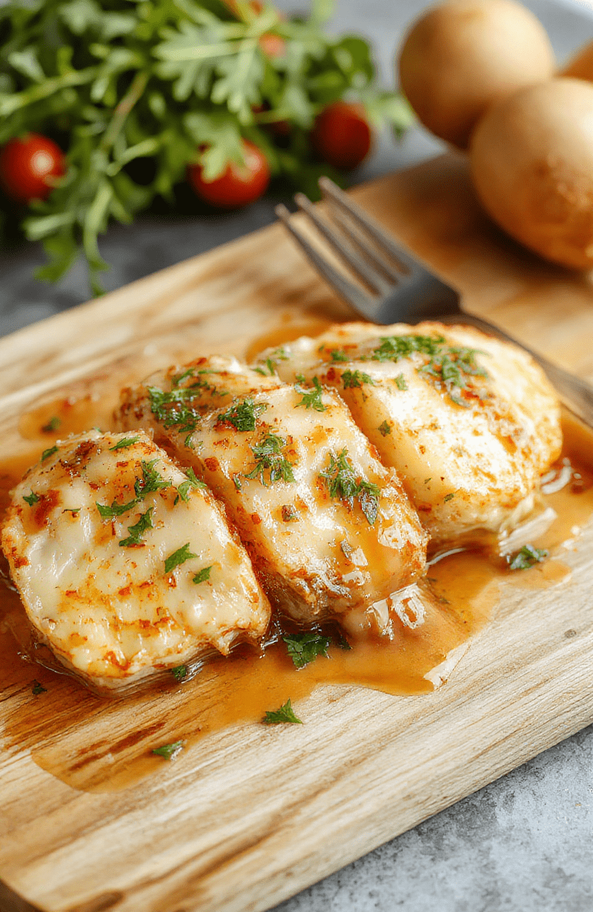 Ein goldbraun gebackenes Fladenbrot, aufgeschnitten, mit zerlaufenem Schafskäse, Tomatenwürfel, Olivenöl und Knoblauch. Das Brot wirkt knusprig, die Feta-Schicht schmilzt leicht, darüber fein gehackte Petersilie. Der Teller sitzt auf einem rustikalen Holztisch, warme Farbtemperatur.