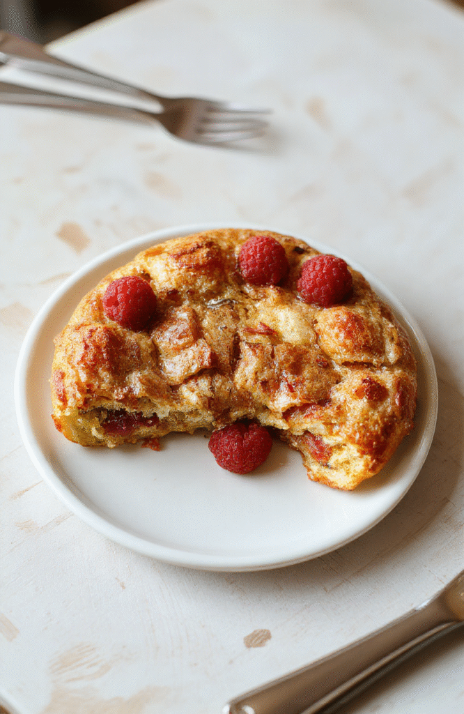 Ein Stück Maulwurfkuchen vom Blech mit Krümelboden aus Schokoladenkeksen, Bananenscheiben darauf, cremige Vanillepudding-Schicht, leicht bestäubt mit Kakao, serviert auf hellem Holzuntergrund.