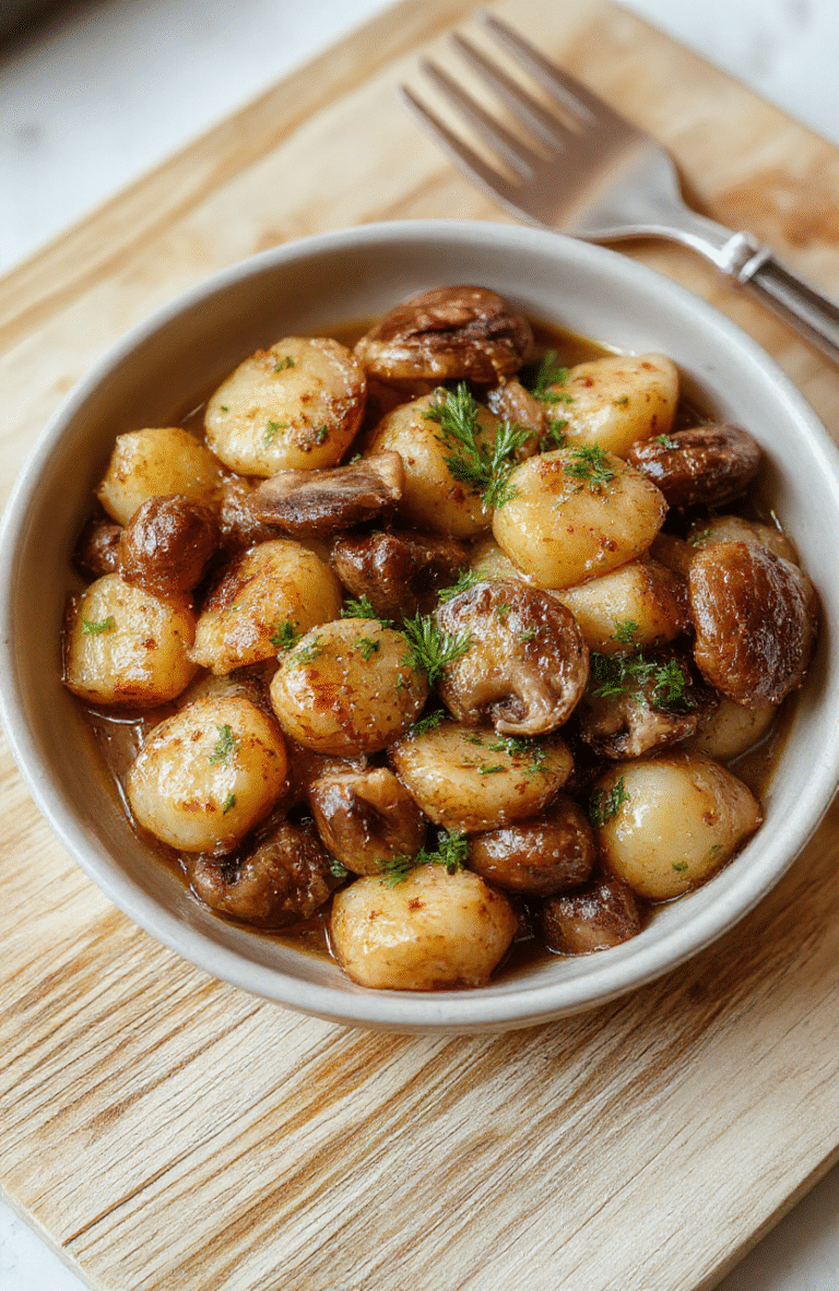 Bunter Teller mit Champignons, Brokkoli und Karotten in leichter Sauce, goldbraun angebratene Champignons, grüne Brokkoli-Röschen, orangene Karottenstreifen, einfache Präsentation auf weißem Teller, natürliches Licht.