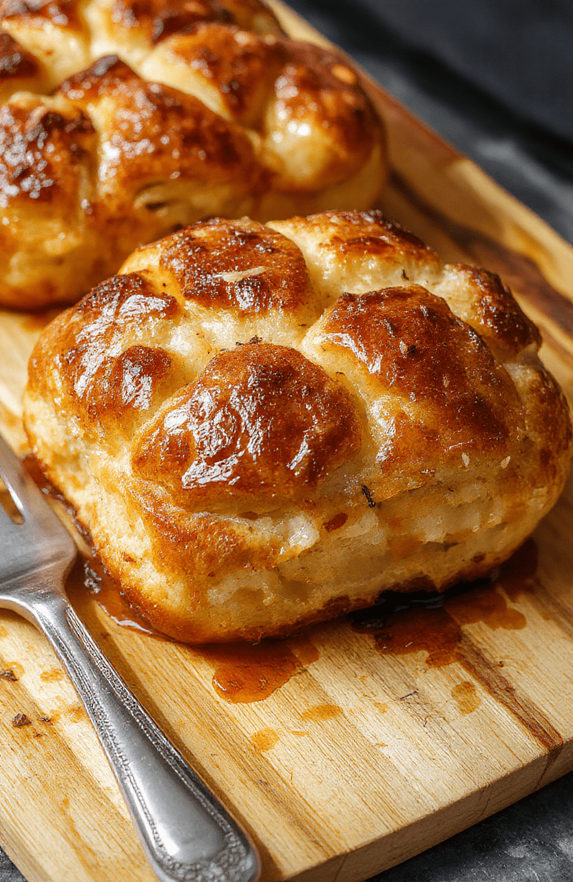 Ein goldbraun gebratenes Fladenbrot liegt auf einem rustikalen Holzbrett, Luftblasen und eine weiche, flaumige Kruste sind sichtbar; daneben frische Kräuter und eine kleine Schale Olivenöl vermitteln eine einladende, rustikale Atmosphäre.