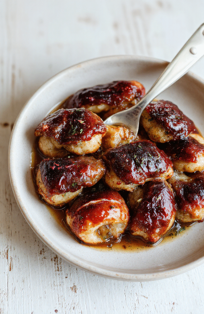 Heller Holzteller mit goldbraunen schwedischen Blaubeer-Schnecken, spiralig gerollt, Füllung aus Blaubeeren sichtbar, leichtes Puderzucker-Stäubchen, natürliche Lichtstimmung.