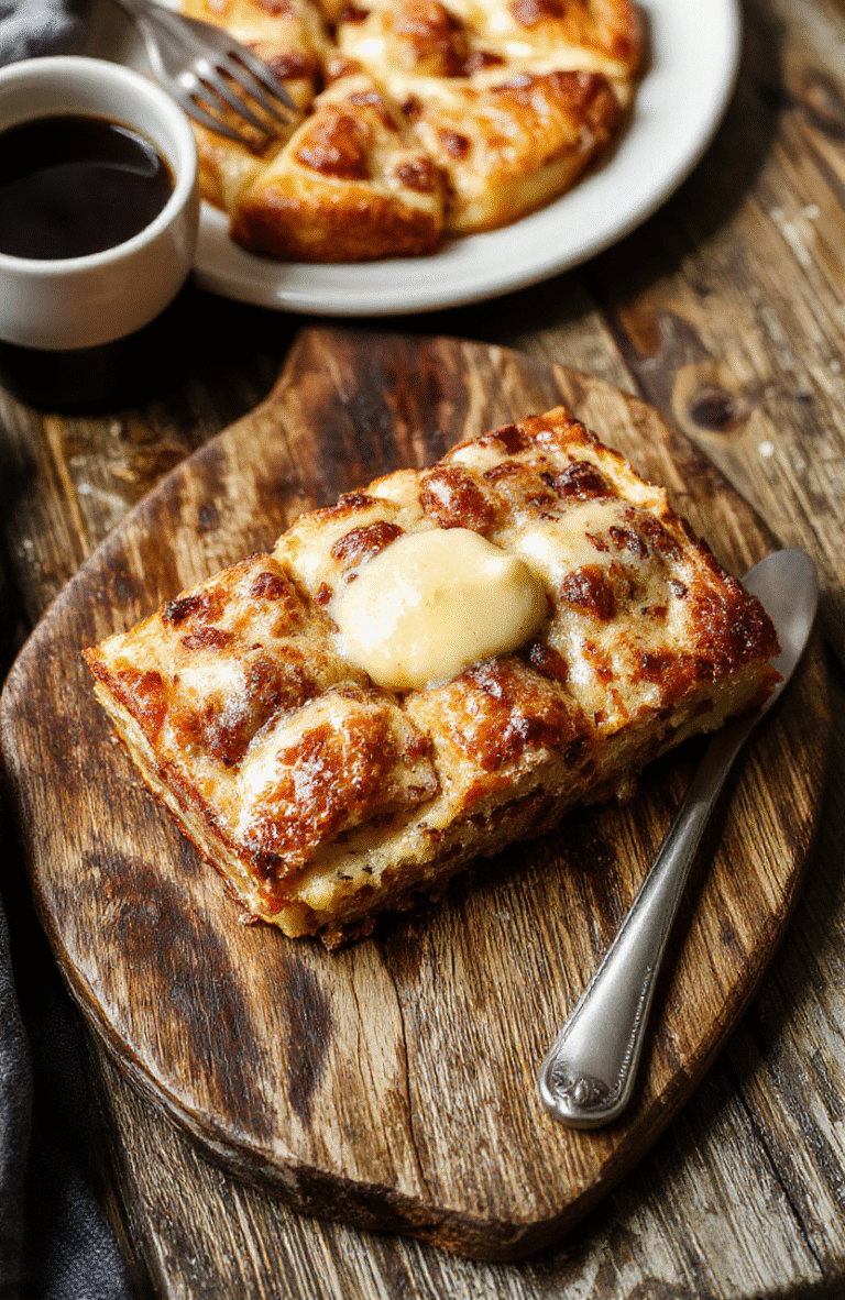 Eine Scheibe Streuselkuchen mit Vanillepudding-Füllung, bedeckt von goldenen Streuseln, serviert auf einer hellen Platte, sanftes Tageslicht, natürlicher Look, unscharfer Hintergrund.