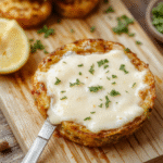 Bildbeschreibung: Zwei Scheiben Käse-Eier-Toast aus dem Airfryer, goldbraun und knusprig, darauf schmelzender Käse, daneben dunkler Pfeffer, serviert auf einem hellen Holzbrett im Tageslicht.