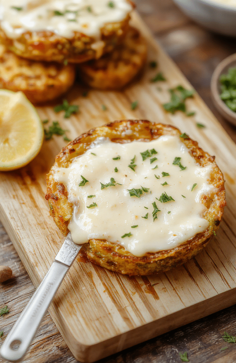 Bildbeschreibung: Zwei Scheiben Käse-Eier-Toast aus dem Airfryer, goldbraun und knusprig, darauf schmelzender Käse, daneben dunkler Pfeffer, serviert auf einem hellen Holzbrett im Tageslicht.
