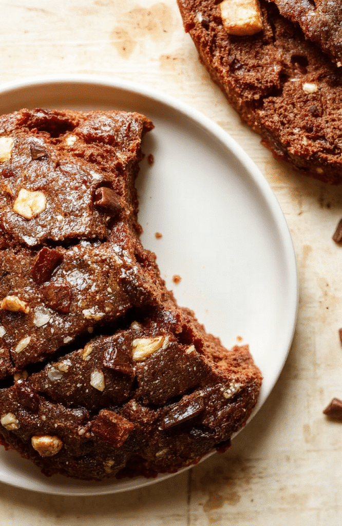 Auf dem Bild sehen Sie acht goldbraun gebackene proteinreiche Schoko-Brötchen auf einem hellen Holzteller. Die Oberfläche glänzt leicht, dunkle Schokoladenstücke sind sichtbar, der Hintergrund ist neutral gehalten.