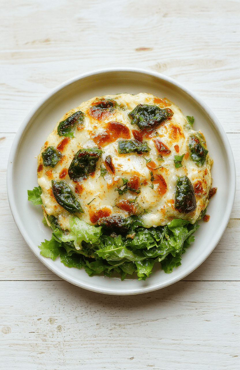 Eine cremige Spinat-Feta-Quiche mit goldbraunem Rand liegt auf einem rustikalen Holzbrett. Sichtbar sind der zarte Teigboden, cremige Füllung, grüne Spinatblätter und weiße Feta-Stückchen, leicht glänzend, appetitlich angerichtet.