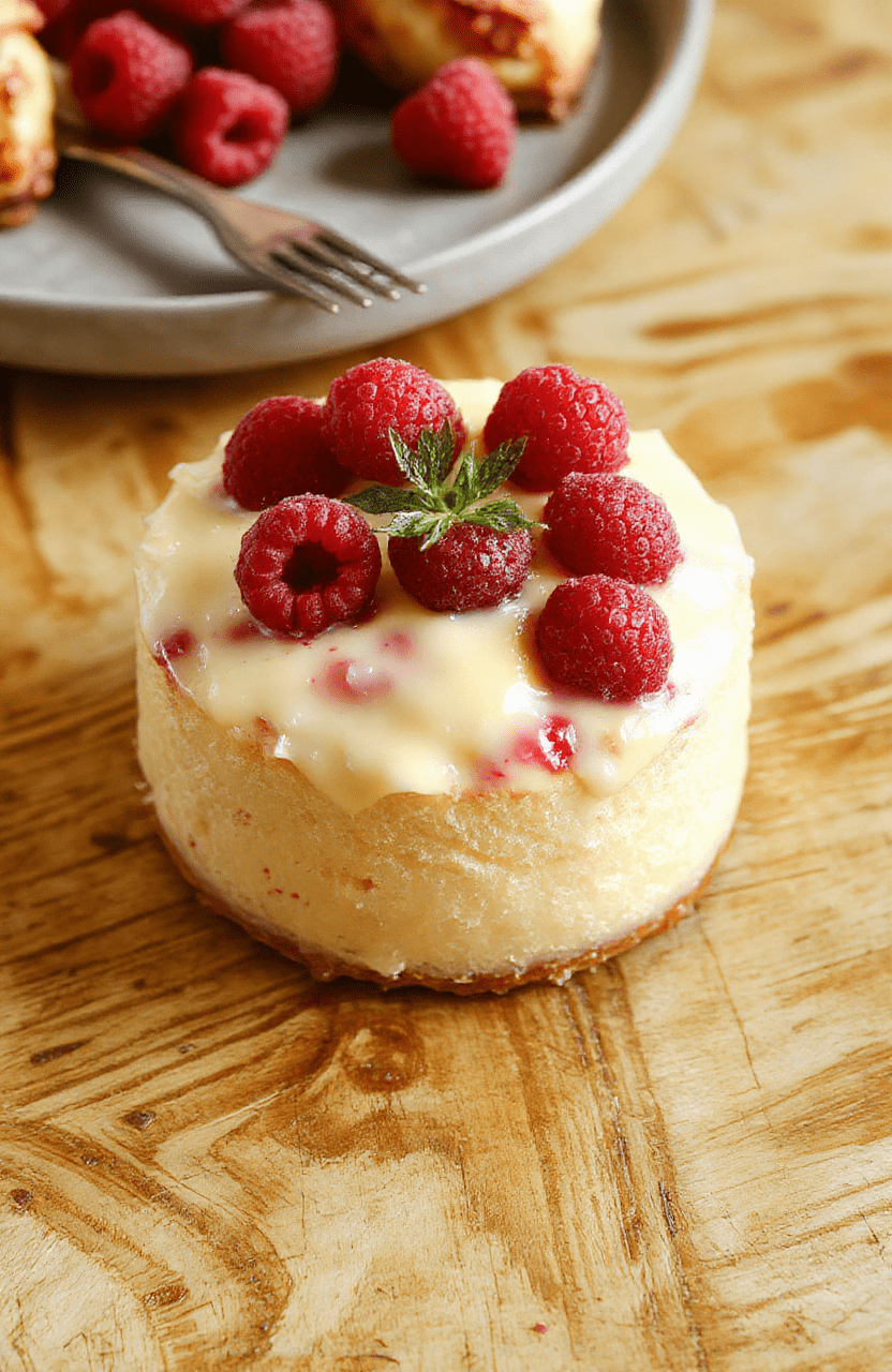 Ein saftiger, cremiger Kuchen aus weißer Schokolade mit roten Himbeeren, serviert auf einem weißen Teller. Die Oberseite ist zart glänzend, oben verteilt frische Himbeeren; der Hintergrund ist dezent, der Kuchen wirkt hell und verlockend.