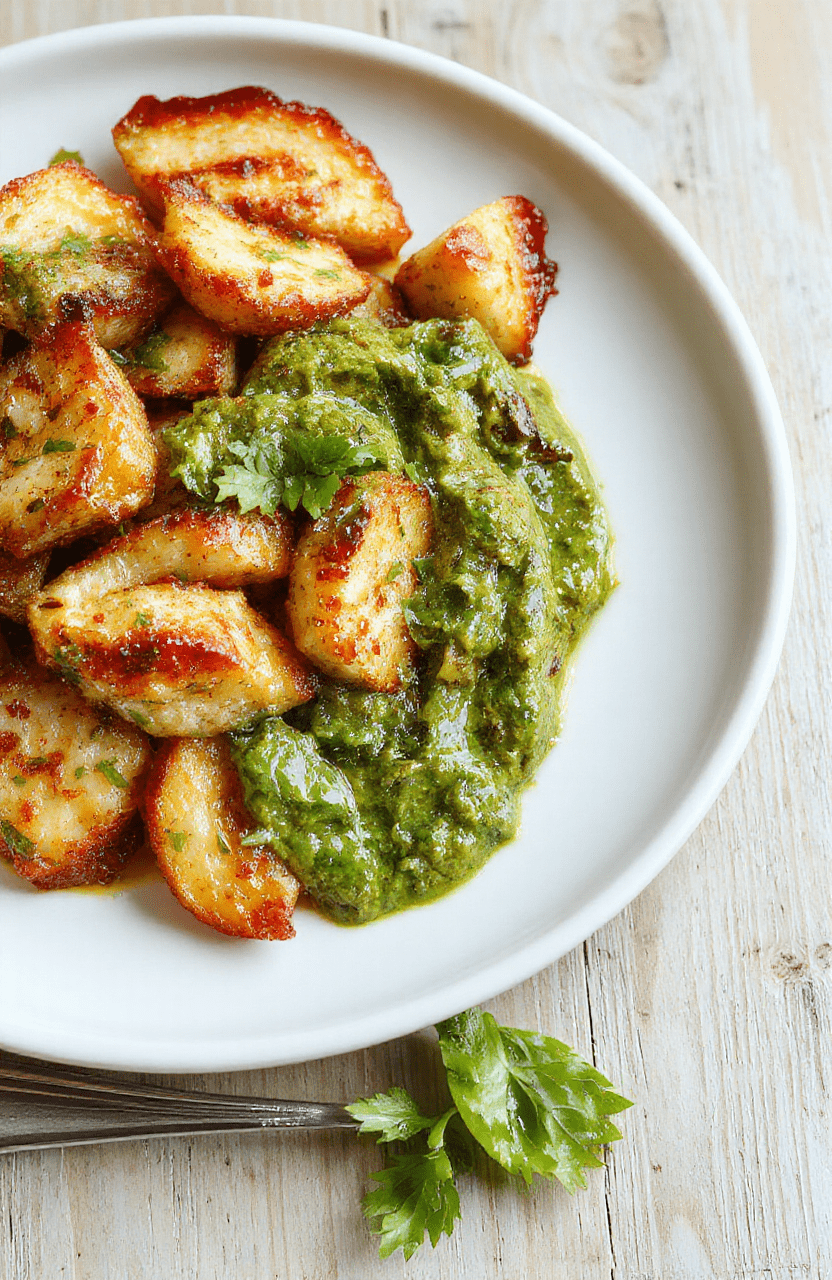 Cremiges grünes Bärlauch-Pesto, cremig und glänzend, angerichtet auf einem weißen Teller. Sichtbare Stückchen Bärlauch, Parmesanraspel, zerstoßene Pinienkerne, und ein Spritzer Olivenöl; Hintergrund in weichen, neutralen Farbtönen; die Textur wirkt cremig und samtig, frisch und aromatisch.