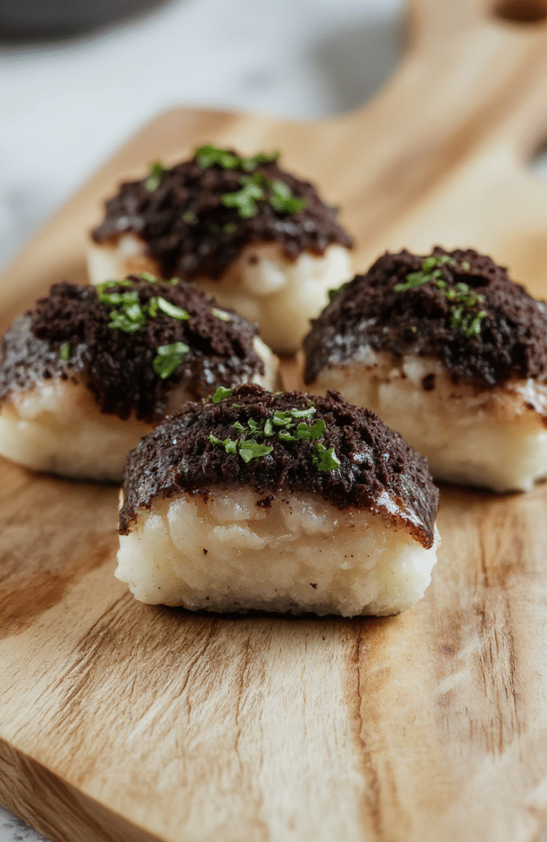 Nahaufnahme von Oreo-Sushi-Rollen auf hellem Holzbrett. Die Rollen bestehen aus feinem Oreo-Keks, sichtbar ist eine cremige Füllung. Die Scheiben zeigen eine gleichmäßige Farbstruktur von Dunkelbraun zu Cremeweiß, stilvoll angerichtet auf einer schlichten Oberfläche.