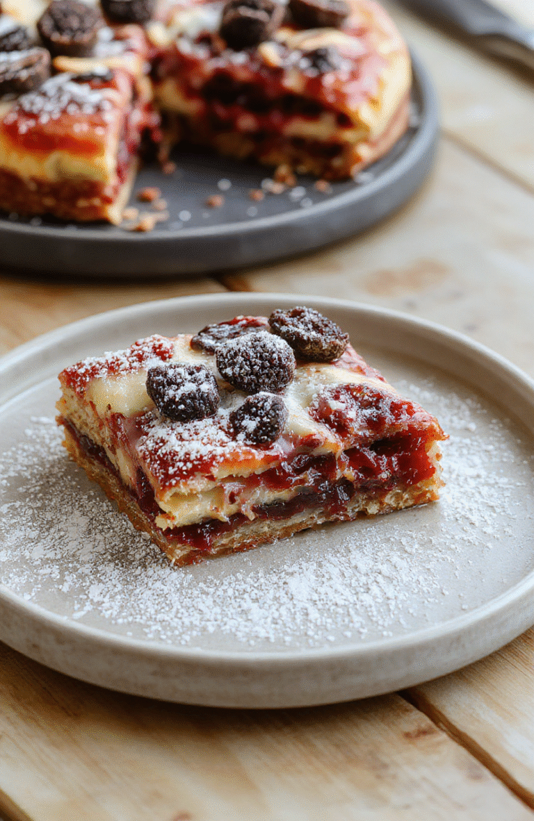 Eine goldbraune, saftige Pistazien-Himbeer-Torte auf heller Tellerplatte. Die Oberfläche ist glatt mit sichtbaren Pistazienstücken, dekoriert mit frischen Himbeeren und fein gehackten Pistazien. Der Hintergrund ist schlicht, sanft belichtet, die Textur wirkt cremig und reichhaltig.