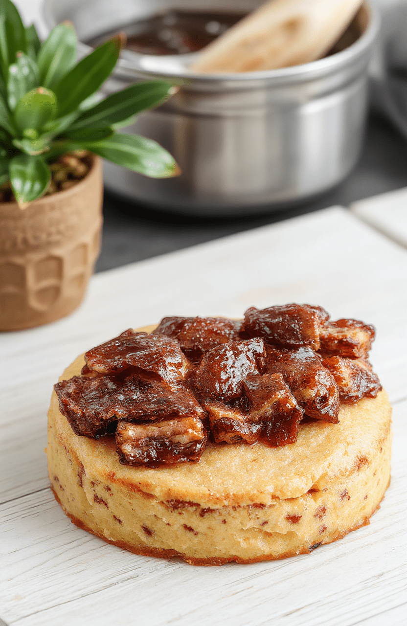 Ein runder, goldgelber Vanillekuchen mit heller Glasur, bestreut mit bunten Streuseln, präsentiert auf einem weißen Teller auf einem hellen Holztisch. Nahaufnahme, fröhlich und kinderfreundlich.