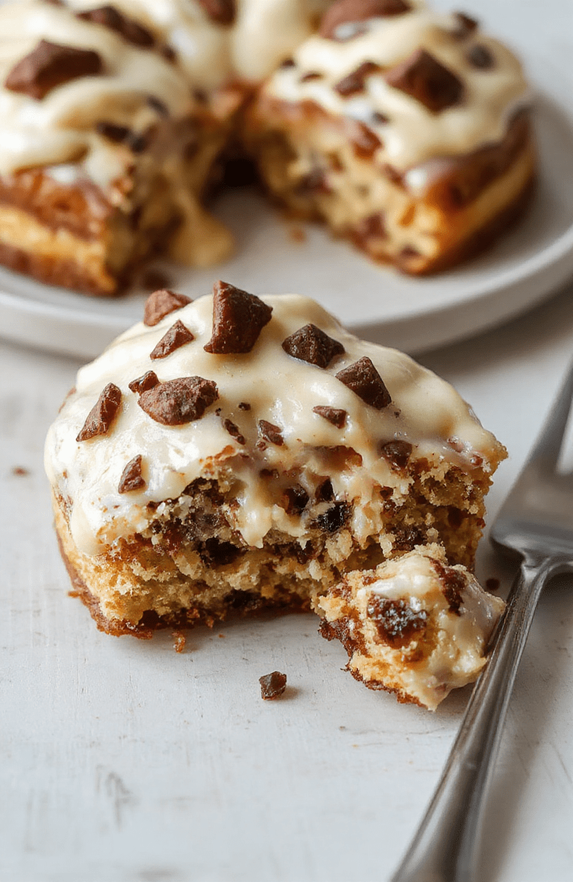 Nahaufnahme einer cremigen Toffifee-Torte auf einem hellen Holzteller. Die Oberfläche ist glatt mit dunkler Schokoladenglasur, sichtbar sind gehackte Toffifee-Stückchen und eine cremige Füllung. Der Hintergrund ist neutral, das Licht sanft und natürlich.