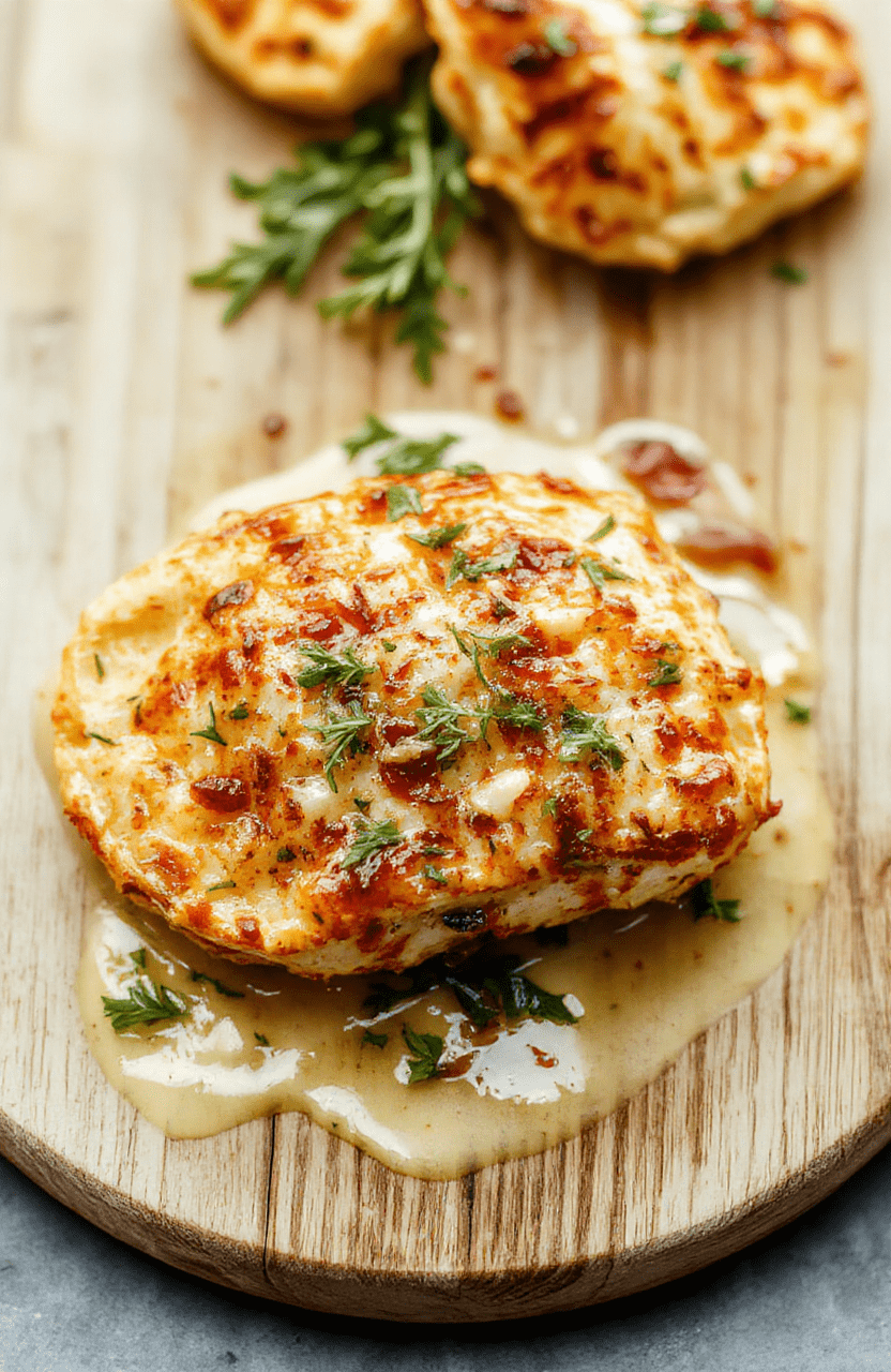 Eine cremige, goldgelbe Würzige Bärlauchbutter in einer kleinen hellen Schale, fein gehackte Bärlauchstücke sichtbar, daneben frische Bärlauchblätter, auf hellem Holztisch, natürliche Lichtstimmung.